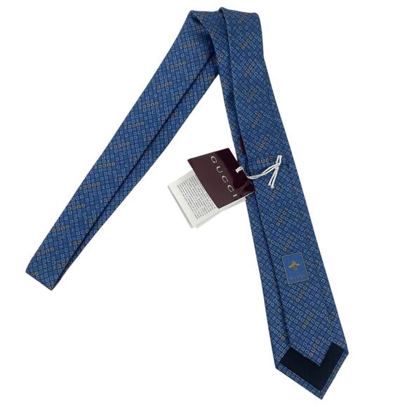 Gucci The Neon Jacquard Monogram 100% Silk Tie Blue Orange - Picture 6 of 8